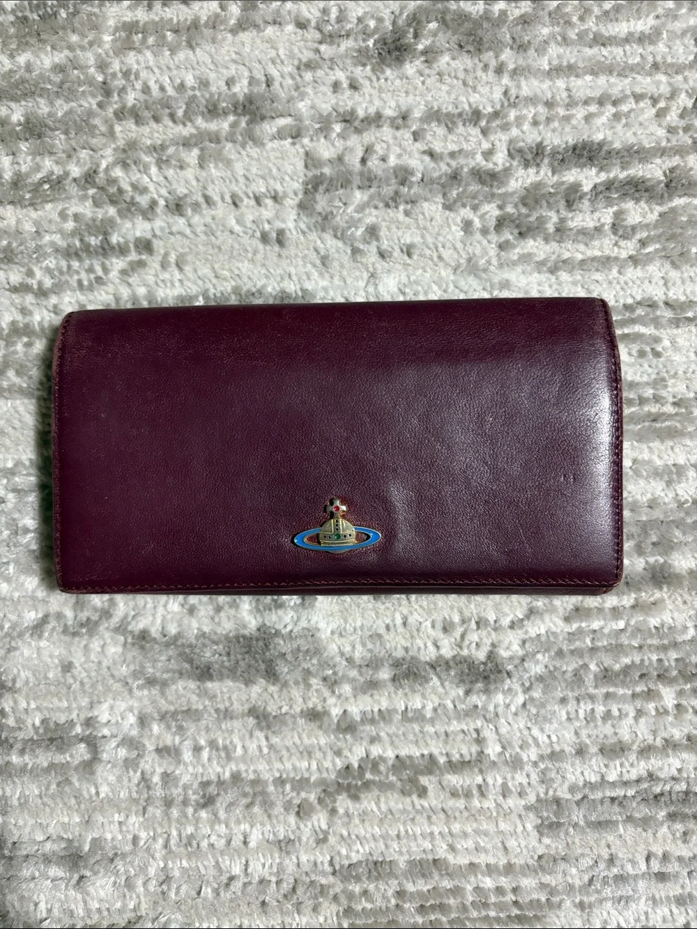 Vivienne Westwood Plum Leather Continental Wallet with Orb Emblem